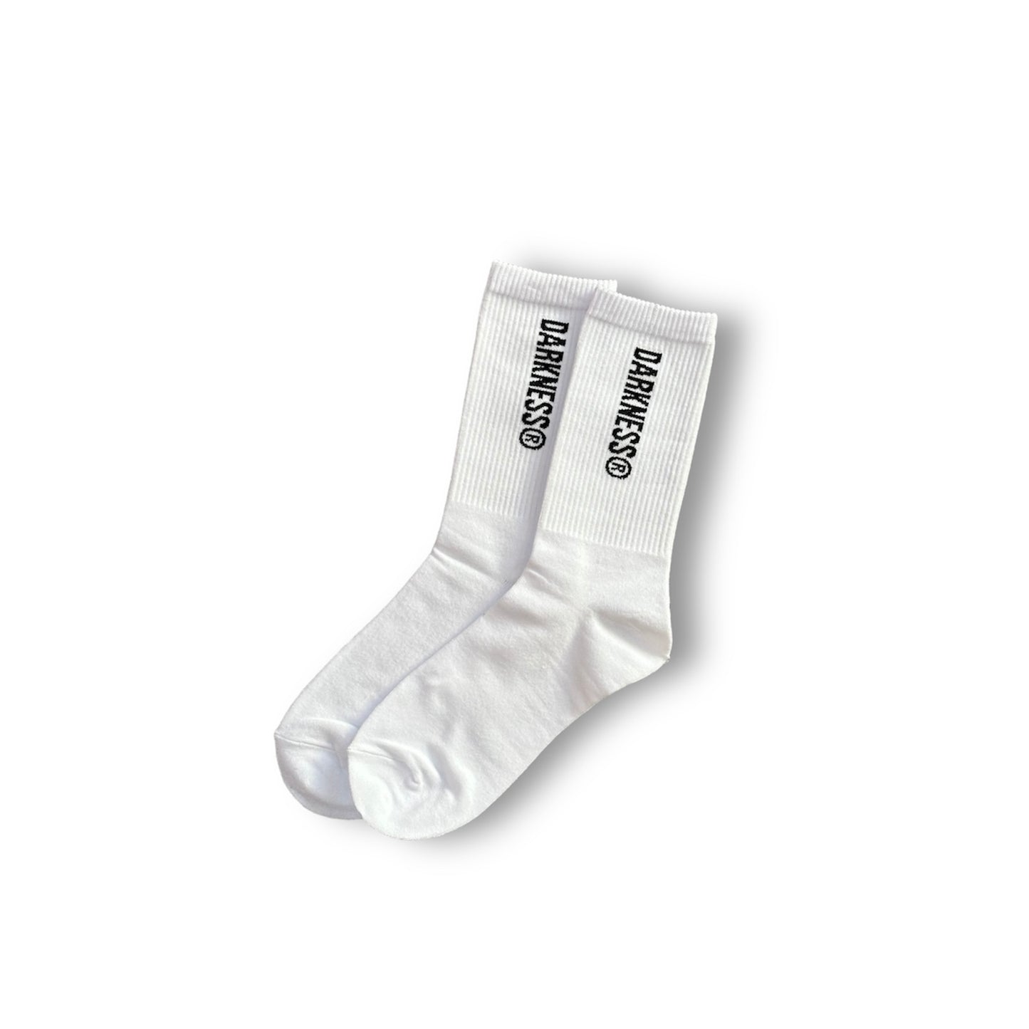 Cotton Ribbed Logo Long Socks | White