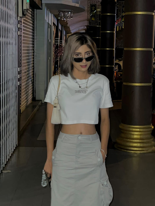 Darkness Signature Crop Top | White