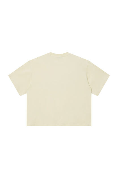 Distressed Boxy Tee | Beige