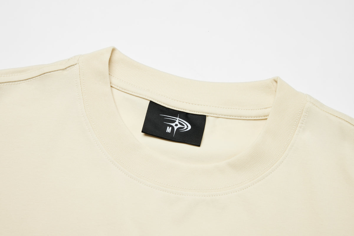 Distressed Boxy Tee | Beige