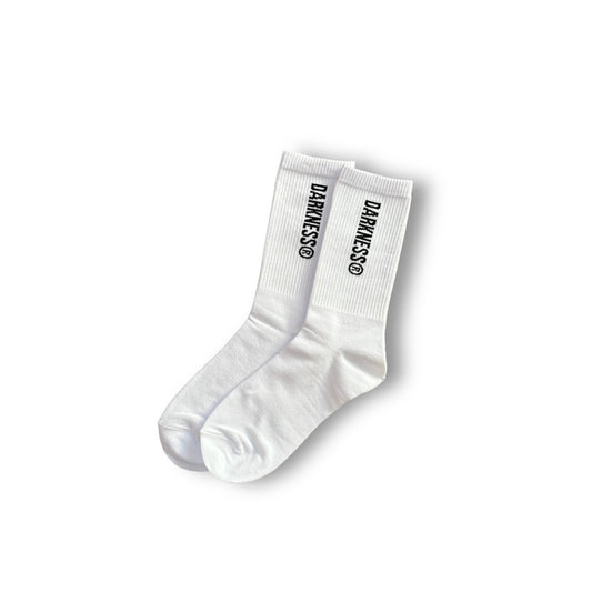 Cotton Ribbed Logo Long Socks | White