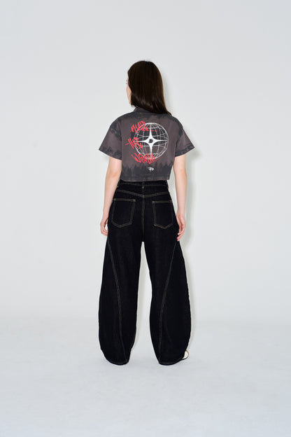 RTW Mud-Dyed Crop Top | Charcoal Grey