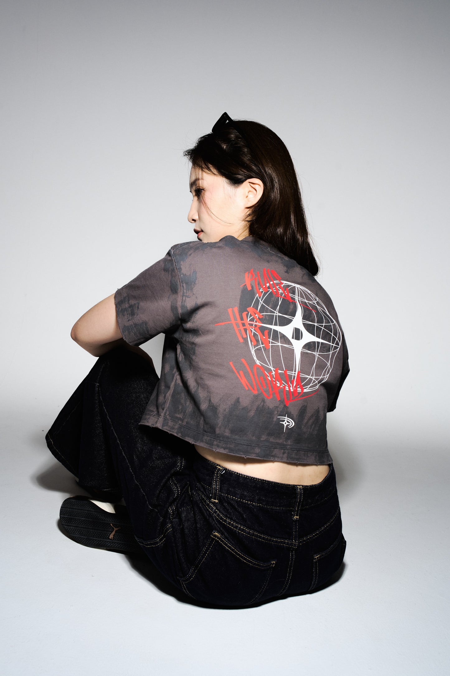 RTW Mud-Dyed Crop Top | Charcoal Grey