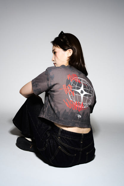 RTW Mud-Dyed Crop Top | Charcoal Grey