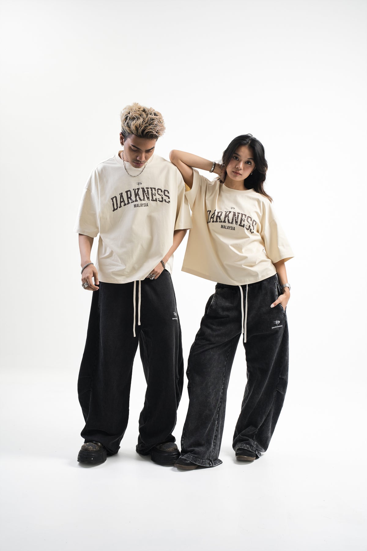 Distressed Boxy Tee | Beige