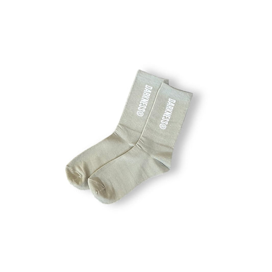 Cotton Ribbed Logo Long Socks | Grey